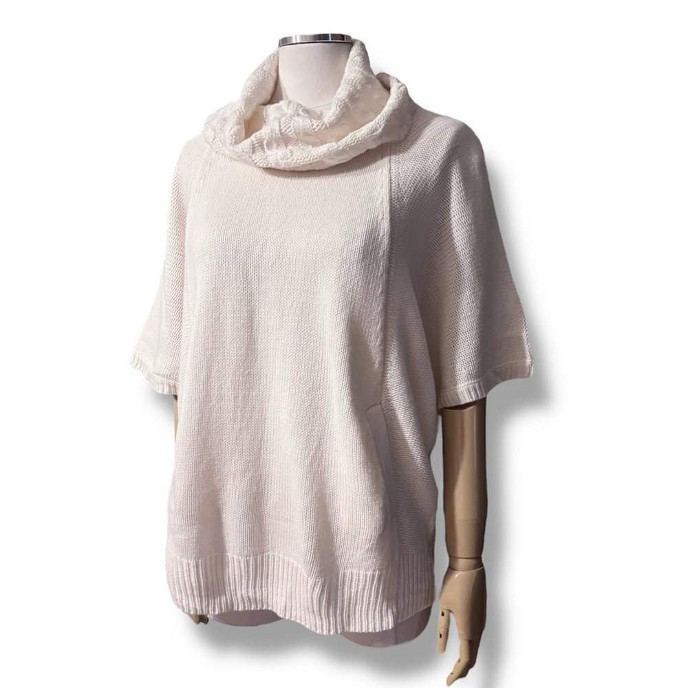 NEW YORK & COMPANY Ivory Cowl Turtleneck Short Dolman Sleeve Sweater